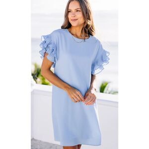 Shop The Mint What A Vision Light Blue Ruffled Dress Size Medium